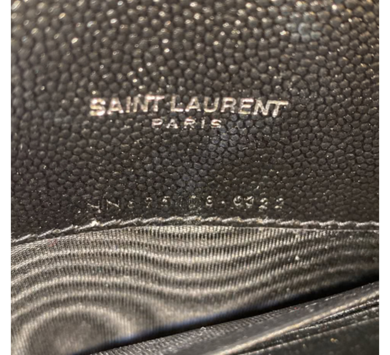 Saint Laurent
Classic Monogram Wallet on Chain Matelasse Chevron Metallic Leather Small