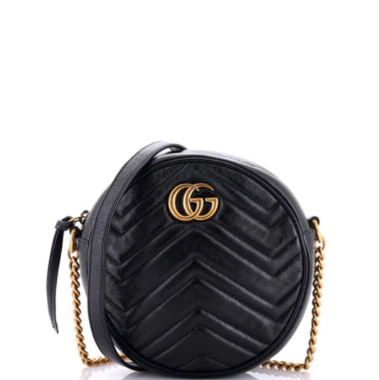 Gucci Marmont Round Shoulder Bag Matelasse Leather Mini