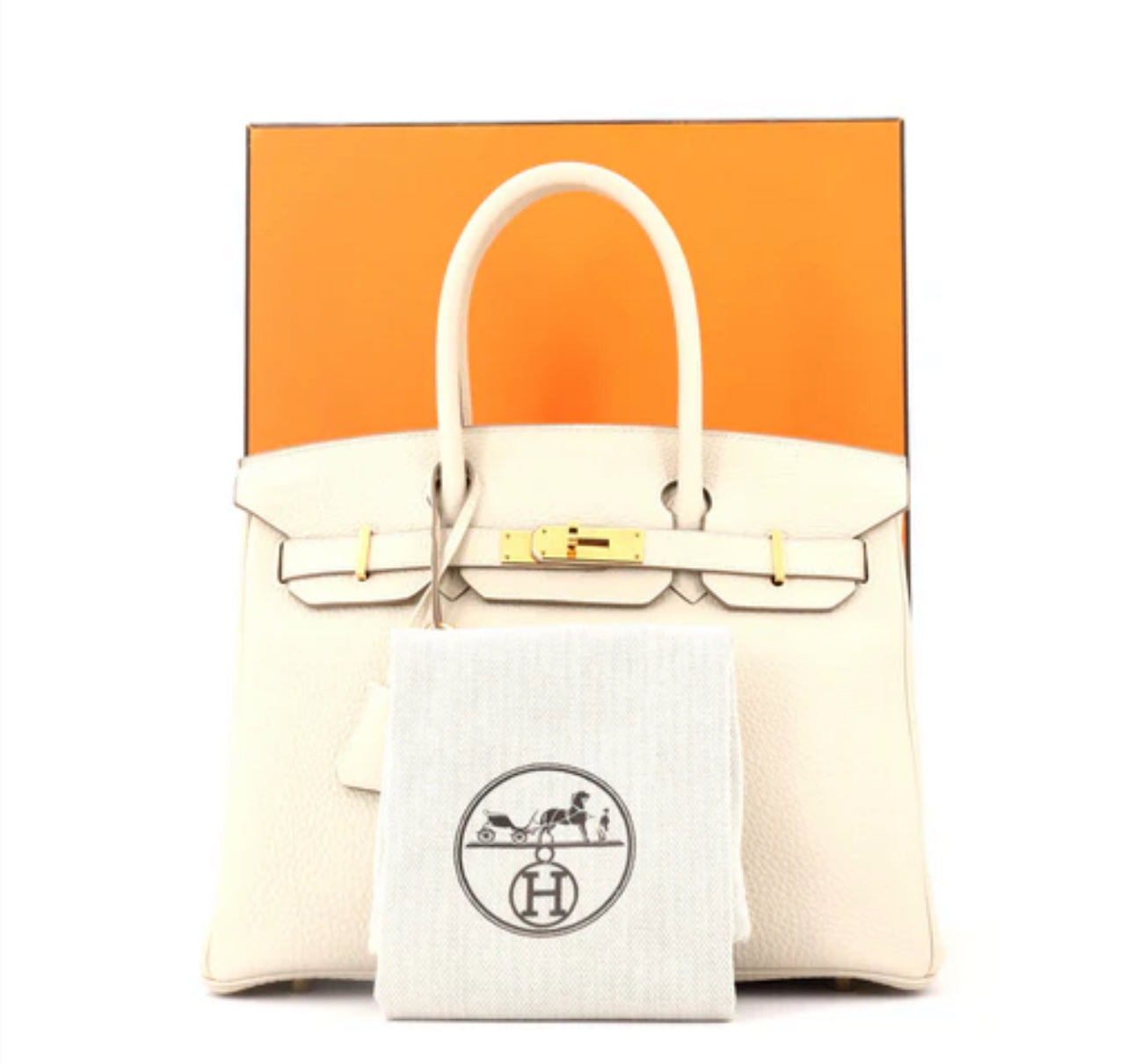 Hermes
Birkin Handbag Light Clemence with Gold Hardware 30