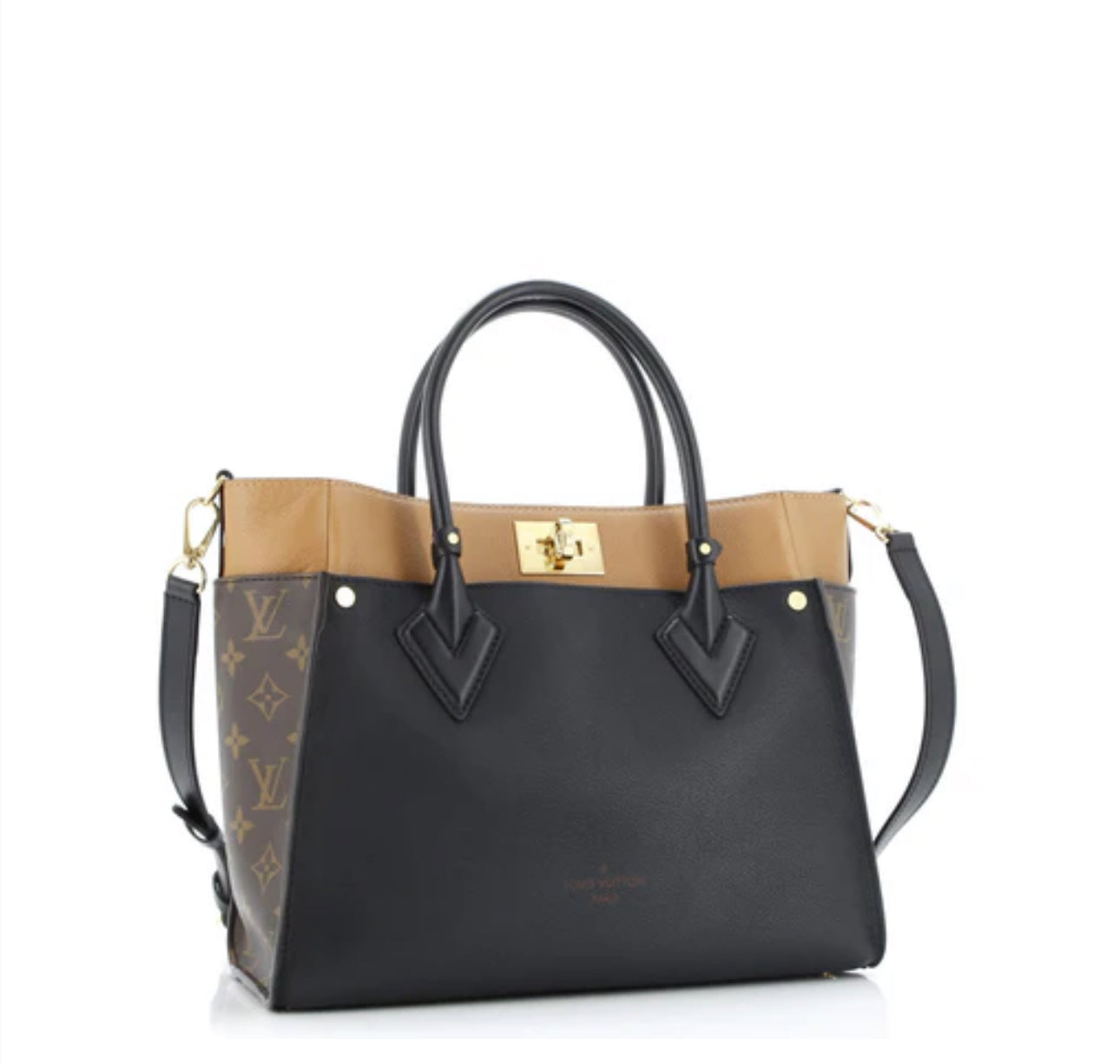 Louis Vuitton
On My Side Tote Leather with Monogram Canvas MM