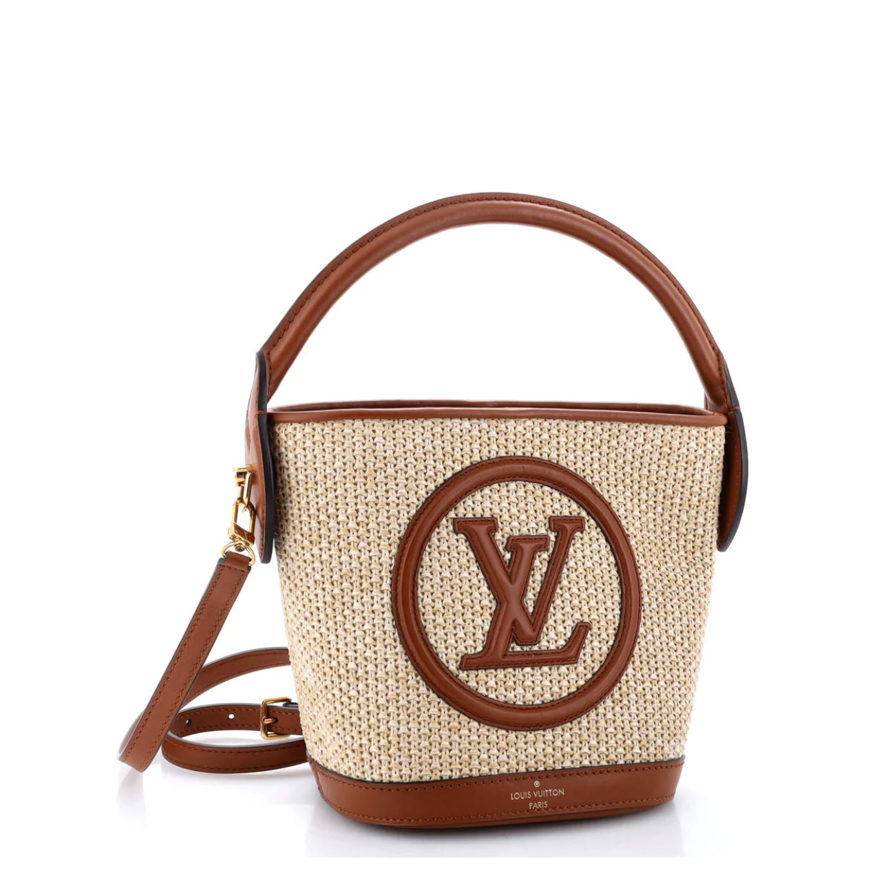 Louis Vuitton Petit Bucket NM Bag Raffia with Leather