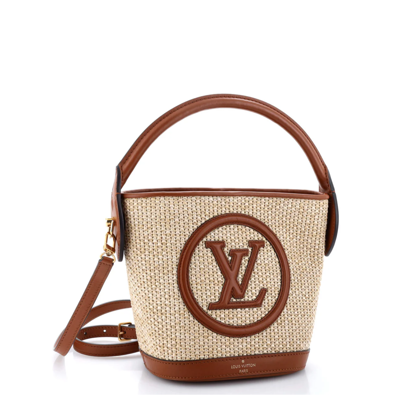 Louis Vuitton Petit Bucket NM Bag Raffia with Leather
