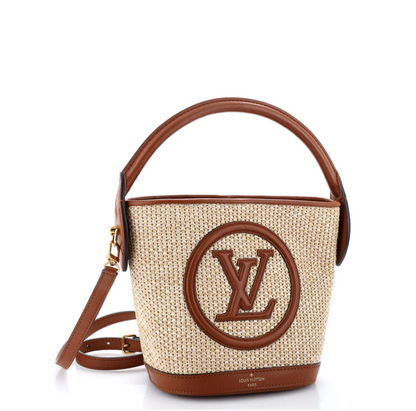 Louis Vuitton Petit Bucket NM Bag Raffia with Leather