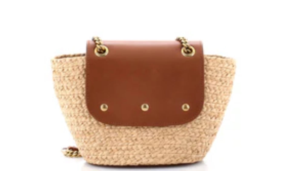 Saint Laurent
Manon Basket Bag Raffia with Leather Mini