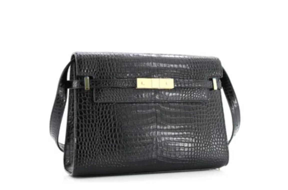 Saint Laurent Manhattan Shoulder Bag Crocodile