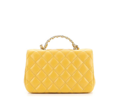 Chanel
Crystal Chain Flap Top Handle Bag Quilted Lambskin Mini