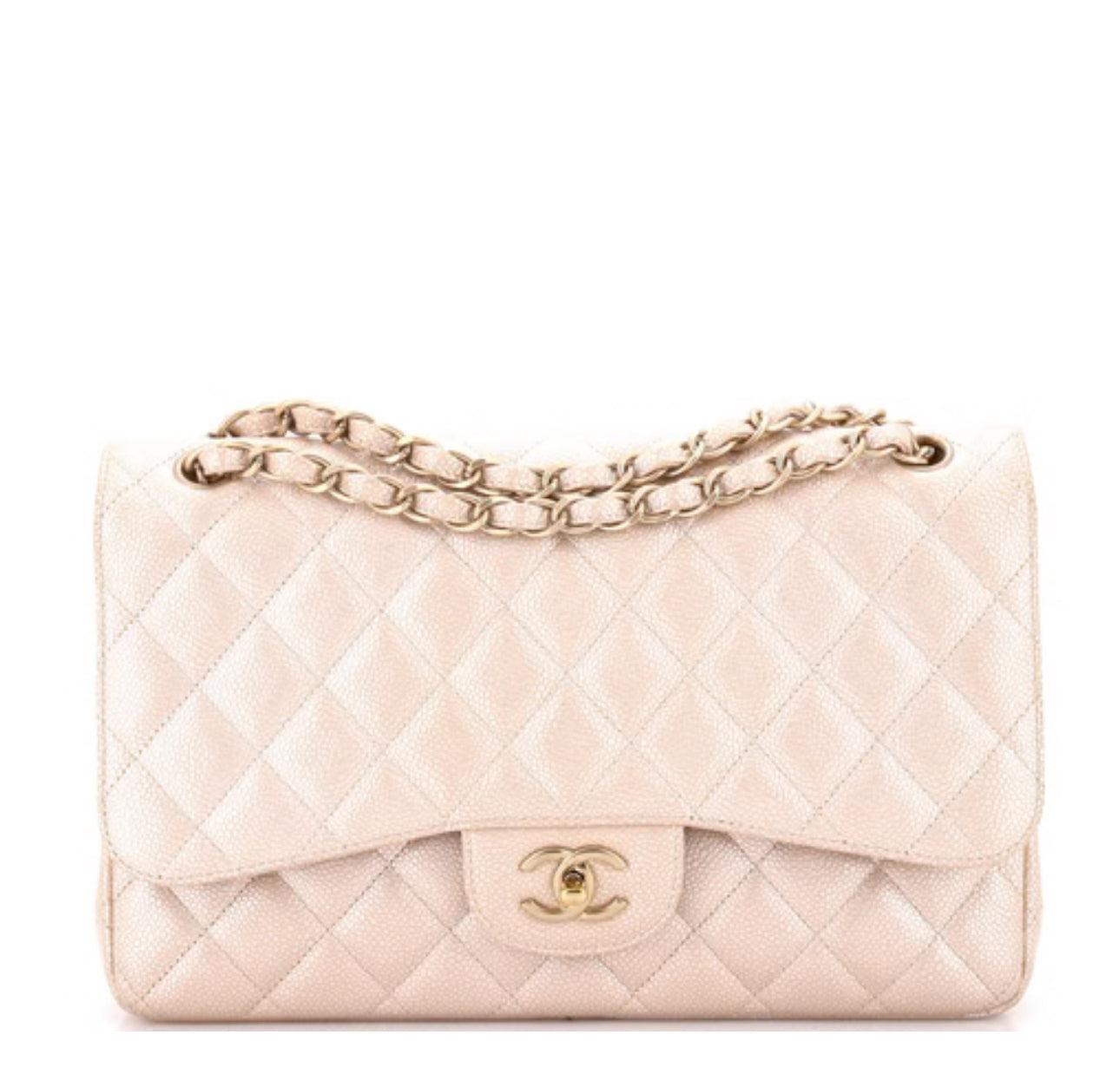 Chanel
Classic Double Flap Bag Quilted Iridescent Caviar Jumbo