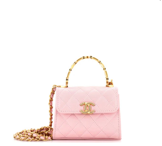 Chanel
Coco Enamel Top Handle Flap Bag Quilted Lambskin Small