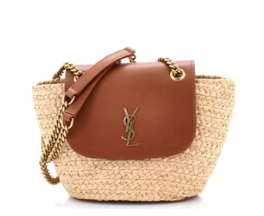 Saint Laurent
Manon Basket Bag Raffia with Leather Mini
