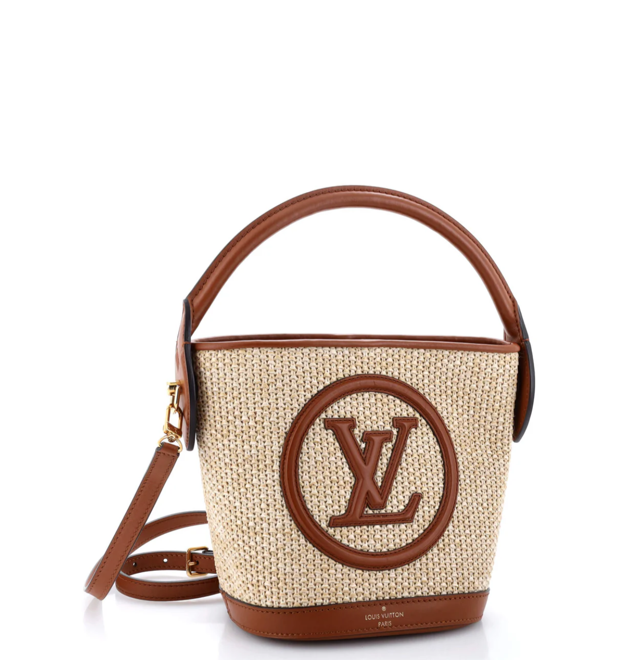 Louis Vuitton Petit Bucket NM Bag Raffia with Leather