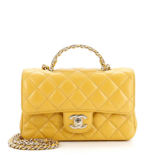 Chanel
Crystal Chain Flap Top Handle Bag Quilted Lambskin Mini