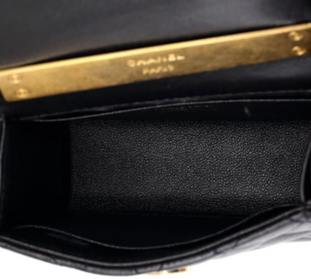 Chanel Coco Enamel Top Handle Flap Bag Quilted Lambskin Small