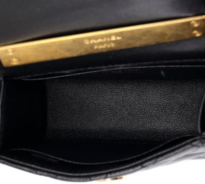 Chanel Coco Enamel Top Handle Flap Bag Quilted Lambskin Small