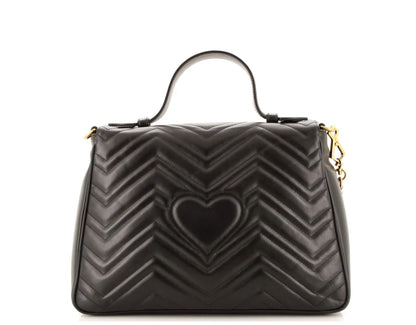 Gucci Marmont Top Handle Flap Bag Matelasse Leather Medium